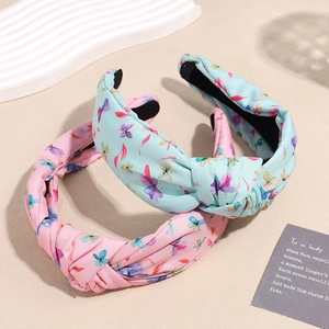 Bandeau à Nœud Imprimé Floral Papillon Doux Style Coréen Large Antidérapant en Tissu pour Filles Enfants Accessoires Cheveux