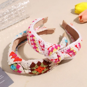 Bohemian crochet flower headbands with stylish twist design for women hair styling