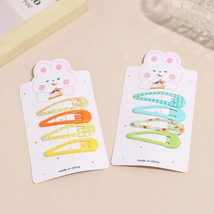 Sweet fruit and polka dot print hair clips for girls, 8-piece set on bunny cards