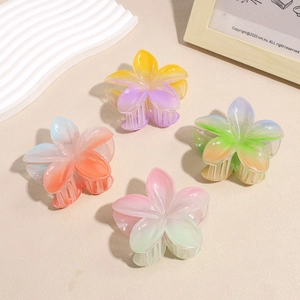 Set di quattro mollette per capelli a forma di fiore sfumato su sfondo beige chiaro