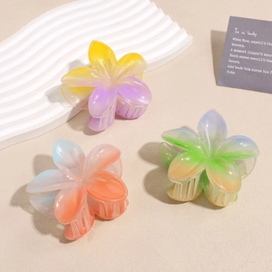 Set di tre pinze per capelli a fiore in resina traslucida con sfumature di colore