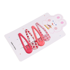 Set of 4 sweet fruit and polka dot print water drop hair clips on display card