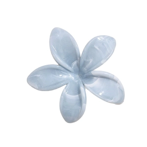 Elegant 5-petal flower hair claw clip with light blue marble pattern for women