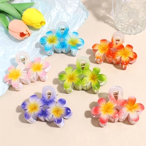 Pinza per Capelli Sfumata con Fiore di Frangipane per Donna Accessori per Capelli con Doppio Fiore per Vacanza al Mare