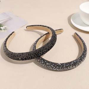 Sparkling gradient rhinestone wide headband set in black and iridescent crystal finish