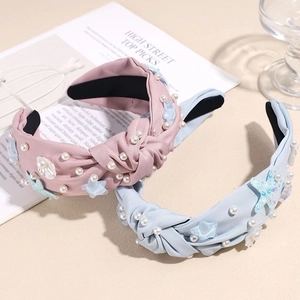 Fashion starfish knotted headband with pearls and shells for women beach hair accessory