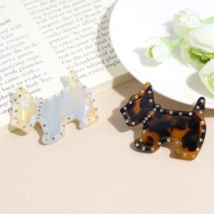 Mini pinces à cheveux chien en acétate avec strass et motif écaille de tortue