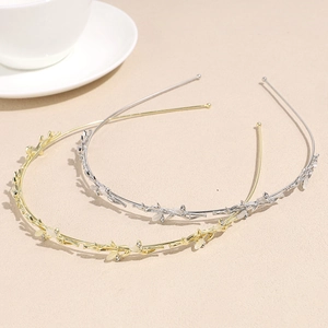 Vintage Alloy Leaf Rhinestone Headband For Women Elegant Bridal Hair Hoop Forest Style Wedding Accessories Gold Silver