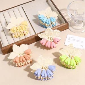 Korean Sweet Tulip Flower Hair Claw Clip For Women Matte Finish Alloy Floral Shark Clip Elegant Nonslip Updo Hair Accessory