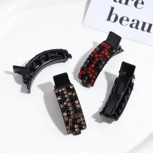Elegant Korean style black rhinestone hair clips set for women fashion styling