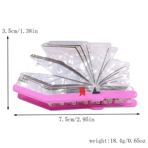 Detail view of pink book-shaped hair claw clip with size 7.5cm and weight 18.4g