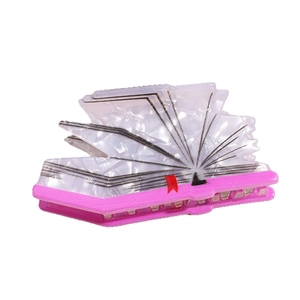 Acrylic 3D book-shaped hair claw clip with white pearlescent texture and pink base