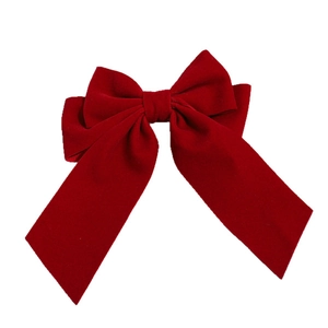 Eleganter großer roter Samt-Haarclip mit langen Bändern für die Braut-Hochzeitsfrisur