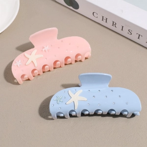 Eleganti mollette per capelli a stella marina in rosa e blu con strass per uno stile chic