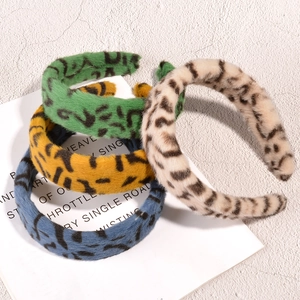 Damen Mode Plüsch Leopardenmuster Stirnband Breite Kunstpelz Tiermuster Haarband Haarreif Für Gesicht Waschen Alltag Deko