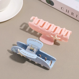 Molle per capelli in acrilico rosa e blu con motivo a stella marina e cristalli