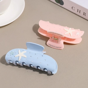 Mollette per capelli a stella marina rosa e blu in acrilico con strass scintillanti