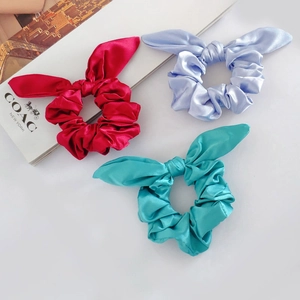 Große Satin Schleife Haargummis Für Damen Hasenohren Elastische Haarbänder Einfarbig Handgefertigt Elegant Haarschmuck