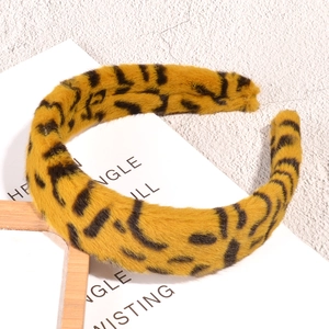 Modisches Plüsch-Haarreif mit Leopardenmuster und weichem breitem Rand für Damen-Haarstyling