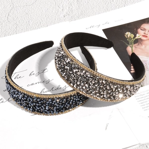 Luxury vintage rhinestone headband with beads for wedding parties in blue and silver grey