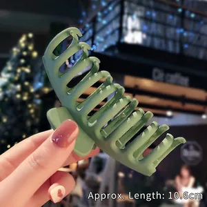 Matte green acrylic hair claw clip for thick hair, 10.6cm large nonslip hair styling grip