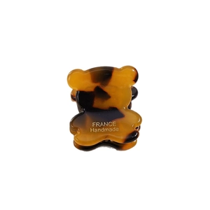 Cute bear-shaped acetate hair claw clip with classic amber tortoise shell pattern