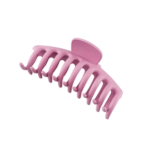 Matte dusty pink acrylic hair claw clip for thick hair with a stylish large half-moon design