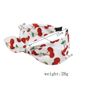 Detailed size specifications for the sweet cherry print headband with bow dimensions