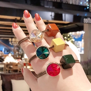 Korean Style Rhinestone Square Cube Hair Tie Elastic Scrunchie For Women Fashion Hair Accessories Handmade Headband Bracelet