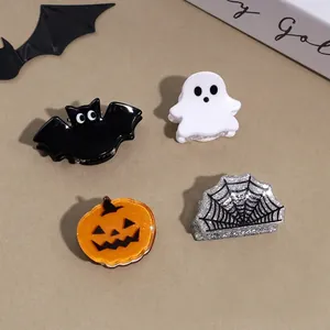 Halloween Mini Acetate Hair Claw Clips Fun Ghost Pumpkin Spider Web Bat Skull Witch Hat Hair Accessories For Women