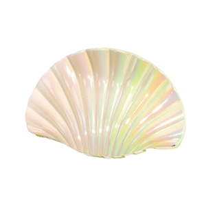 Iridescent shell-shaped hair claw clip with colorful pearl finish for elegant styling