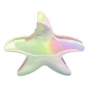 Pinza per capelli a forma di stella marina olografica con finitura colorata iridescente