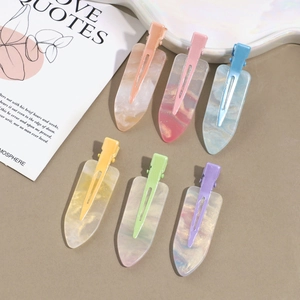 Set of six macaron-colored hair clips with terrazzo resin patterns for summer styling