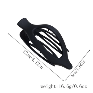 Detailed view of matte black hair claw clip dimensions 12cm length and 5cm width
