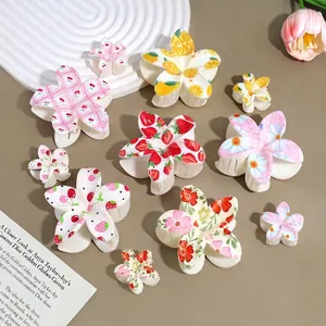 Set di Mollette per Capelli in Plastica a Forma di Fiore con Frutta Dolce per Donna Ragazza Carina Fragola Arancia Ciliegia