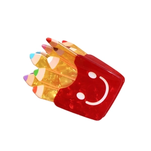 Pinza per capelli creativa a forma di patatine fritte in acetato colorato di alta qualità