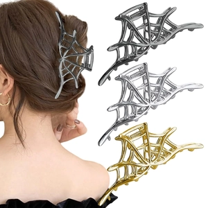 Pince à Cheveux Gothique en Alliage Araignée Chauve-souris pour Femmes Halloween Party Punk Métal Main de Squelette Accessoires Cheveux
