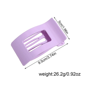 Detailed size view of the 9.5cm lavender flat hair claw clip showing 26.2g weight
