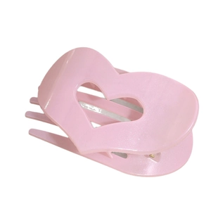 Pinza per capelli a forma di cuore rosa con glitter e design curvo ergonomico