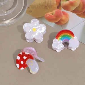 Lot de trois pinces à cheveux mignonnes avec arc-en-ciel et fleurs pour filles