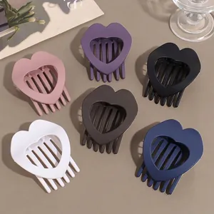 Frosted Heart Shaped Hair Clip For Women Hollow Out Matte Duckbill Clip Fashion Hair Accessory For Daily Dating Party