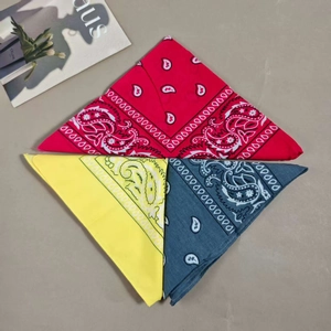 Ethnic paisley cotton bandanas in red, yellow, and blue colors for hip hop fashion style