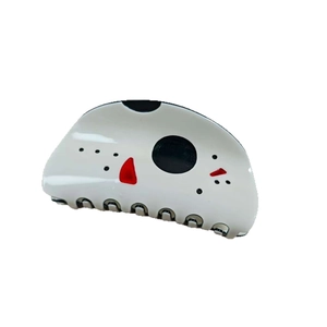 Pince à cheveux Halloween visage de fantôme blanc avec taches noires pour coiffure créative