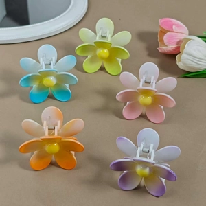 Gradient floral hair claws in five colors including blue pink and purple for women
