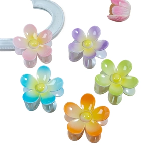 Five pieces of gradient floral hair claw clips for women in vibrant assorted colors