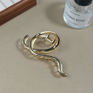 Minimalist Metal Wave Hair Claw Clip For Women Elegant Alloy Shark Clip Gold Plated Spiral Line Design Fashion Hair Accessories