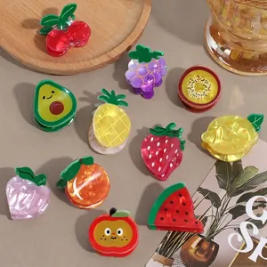 Mini Pinces à Cheveux Fruits Mignonnes pour Femmes Filles Acétate Acrylique Fraise Cerise Ananas Accessoires de Cheveux