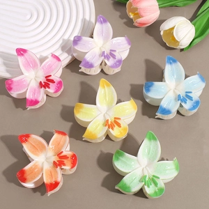 Elegant lily flower hair claw clips set in vibrant gradient colors for women hair styling