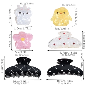 Tableau des tailles pour pinces à cheveux élégantes avec motifs cœur et dessins