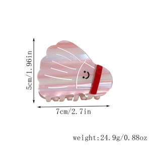 Detail view of pink badminton hair claw clip with size 7cm and weight 24.9g measurements